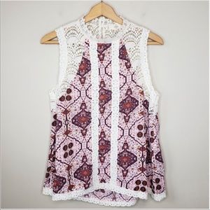 Entro | Crochet Lace Print Tank Top